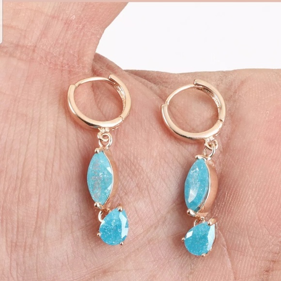 Aquamarine & gold earring & necklace SET - Picture 6 of 6